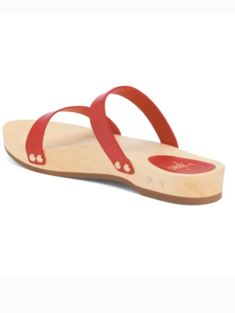 NEW Beek Dipper Double Band Slip On Leather Sandals Red Size 8